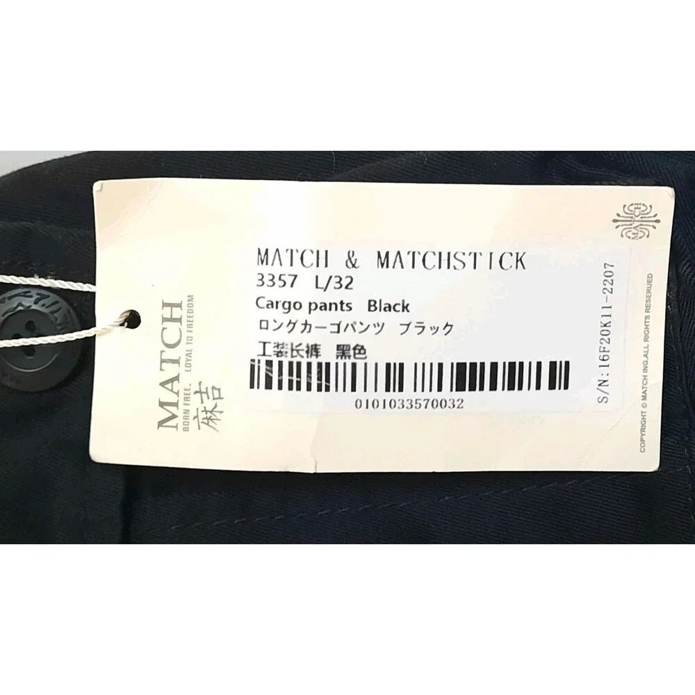 Matchstick Black Cargo Pants Mens Multi Pocket Gorpcore Utilitarian Skate L/32